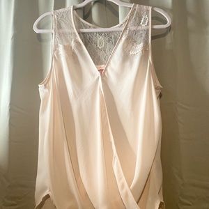 English Laundry Pink Blush Lace Womens Sz Medium Sleeveless Blouse